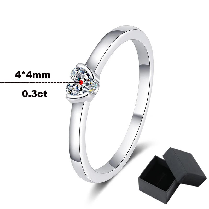 0.3ct Heart Cut Moissanite Ring 925 Sterling Silver Plated PT950 - Blissfullplanet