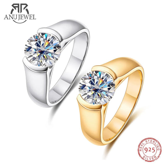 2ct D Color Moissanite Diamond 18K Yellow Gold Plated Solitaire Ring - Blissfullplanet