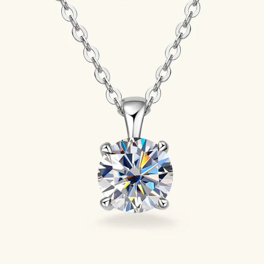 6.5mm 1.0 carat D Moissanite Solitaire Drop Necklaces 18k Gold Plated Pendant Original Real 925 Silver Chain - Blissfullplanet