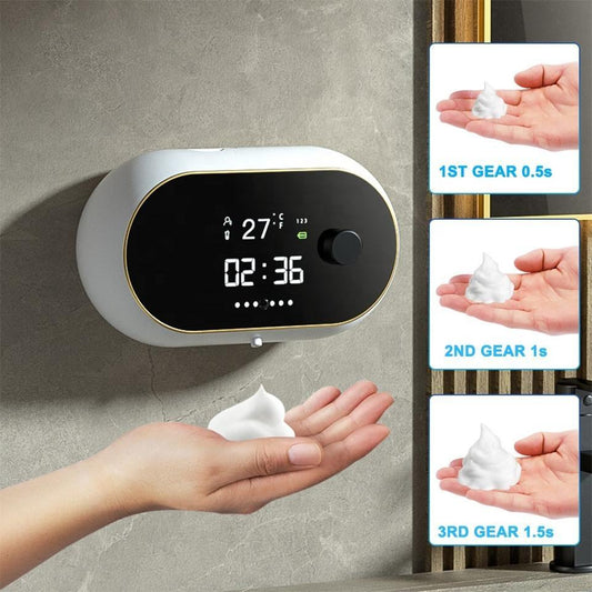 Automatic Soap Dispenser Time Temperature Display Human Body Induction - Blissfullplanet