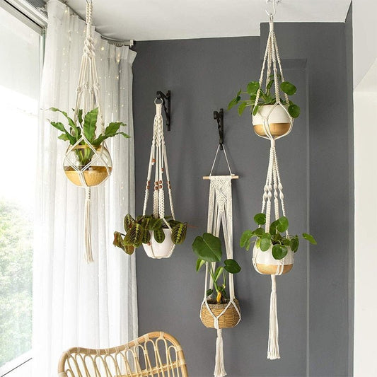 Macrame Handmade Plant Hanger Baskets - Blissfullplanet