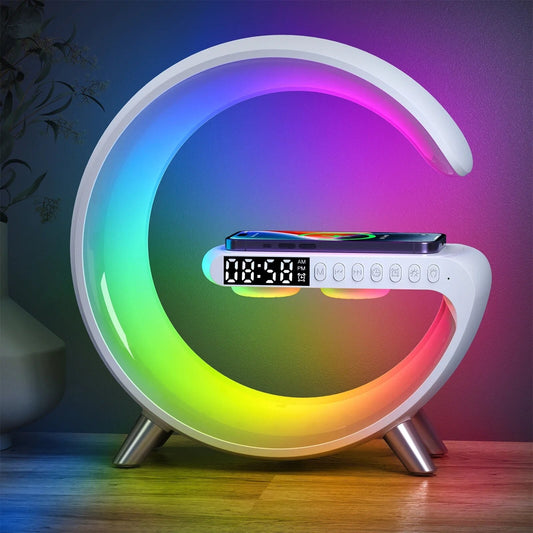 Multifunctional Wireless Charger Alarm Clock Speaker RGB Light - Blissfullplanet