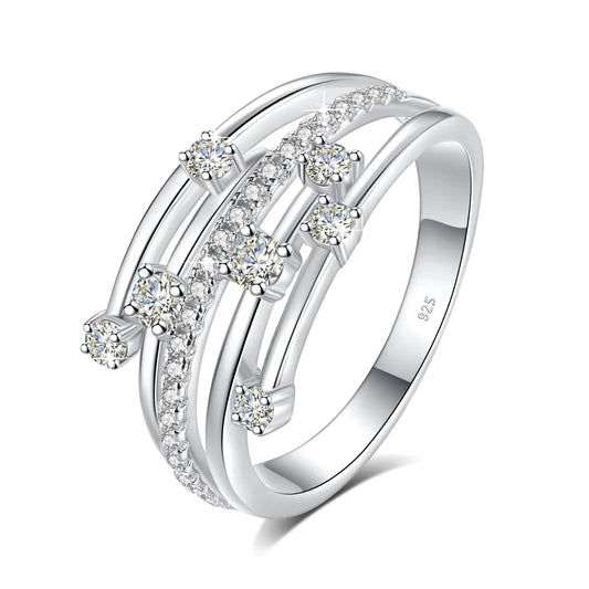 Trendy Moissanite Ring Eternity Wedding Band Solid 925 Silver Rings - Blissfullplanet